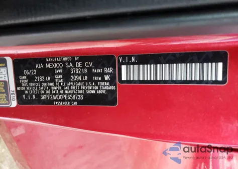 2023 Kia Forte Lx from USA, damaged, VIN 3KPF24AD0PE658738